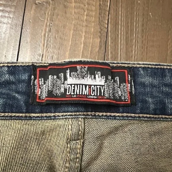 DENIMICITY Rip N Repair Distressed Denim Jeans Blue & Orange